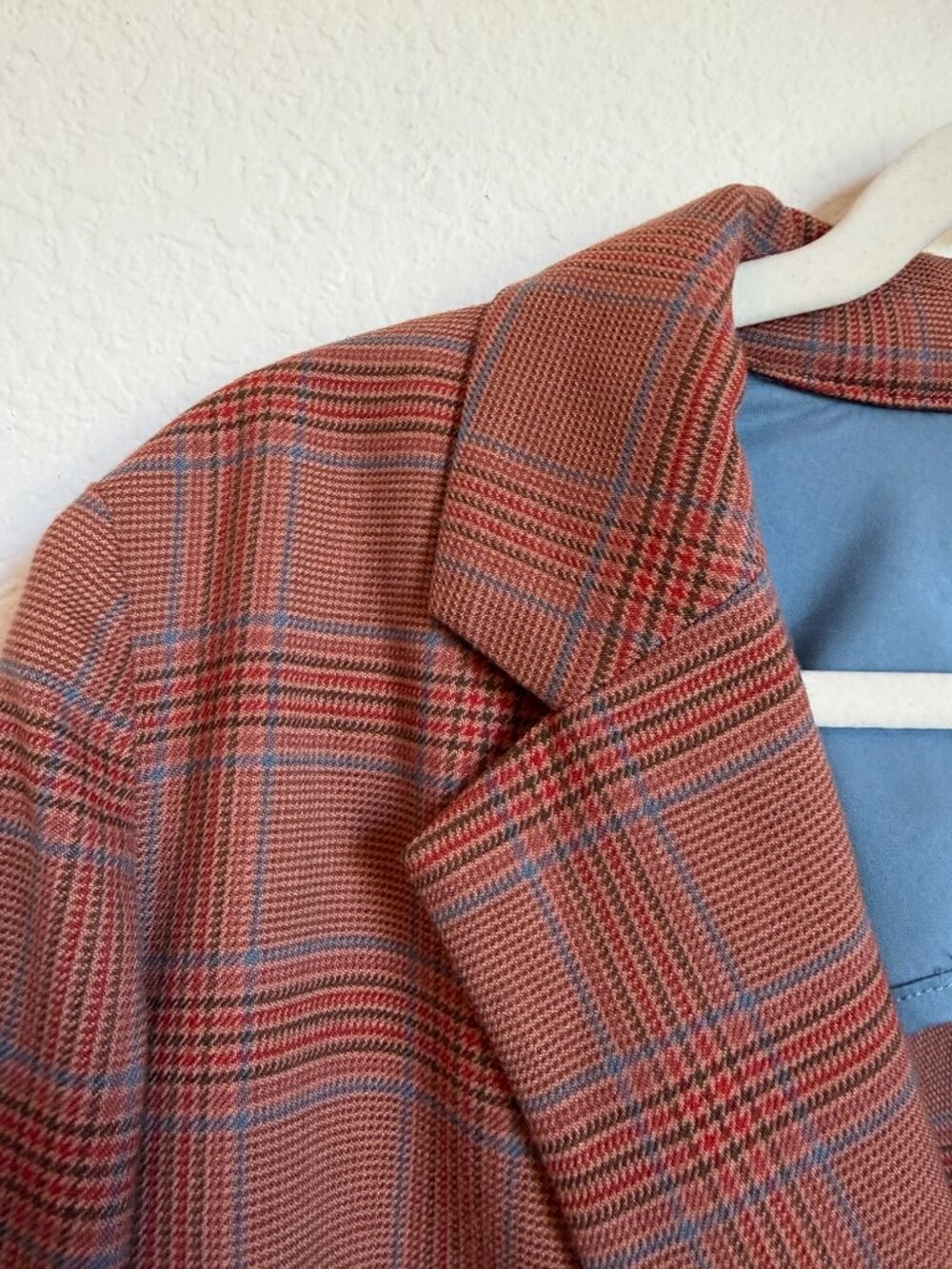 J. Jill Petite Plaid Knit Blazer Jacket Pink Blue Stretch Career Casual - Picture 4 of 9